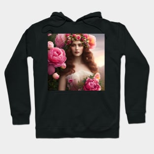 The Goddess of the Spring with Giant Pink Peonies - II Hoodie